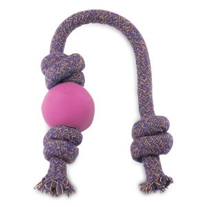 Beco Natural Rubber Ball on Rope - Pink Fetch/Tug Toy