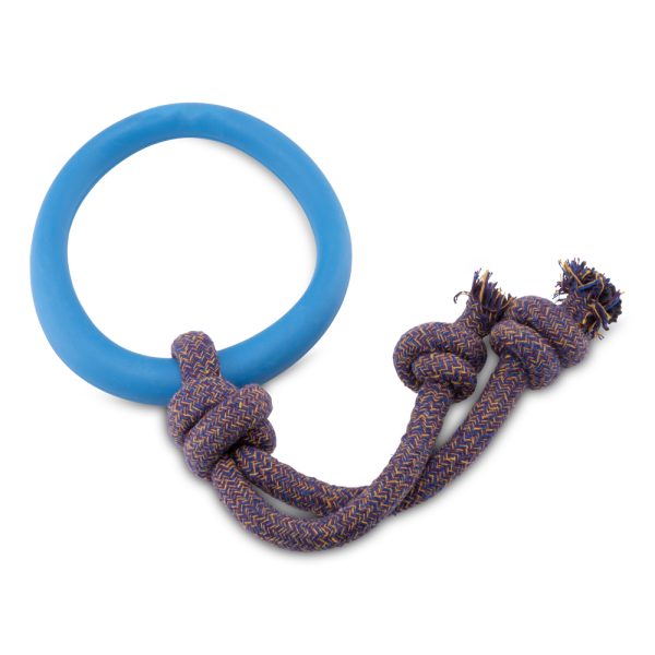 Beco Natural Rubber Hoop on a Rope - Blue Tug Toy for Dogs