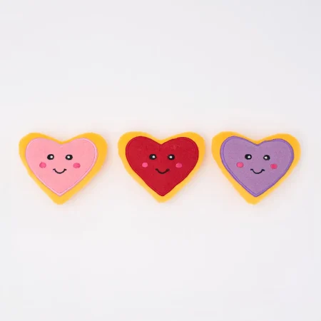 3x Mini Valentines Plush Toys - Love Heart Cookies (these are small toys like the ones found in a burrow toy) - Valentines Day