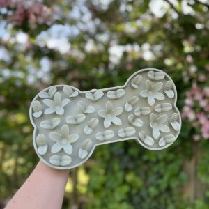 Silicone Flower Bone Shaped Snuffle Lick Mat Slow Feeder - Sage Green